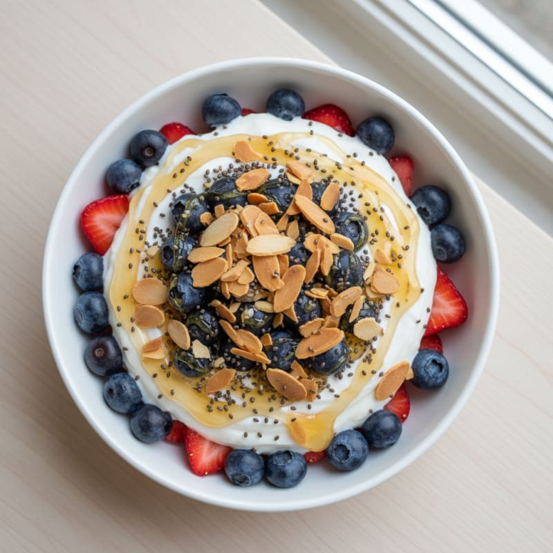 Creamy Greek Yogurt Parfait with Berries and Almonds
