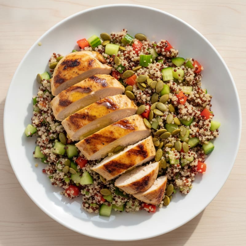Grilled Chicken Breast with Crunchy Quinoa Salad