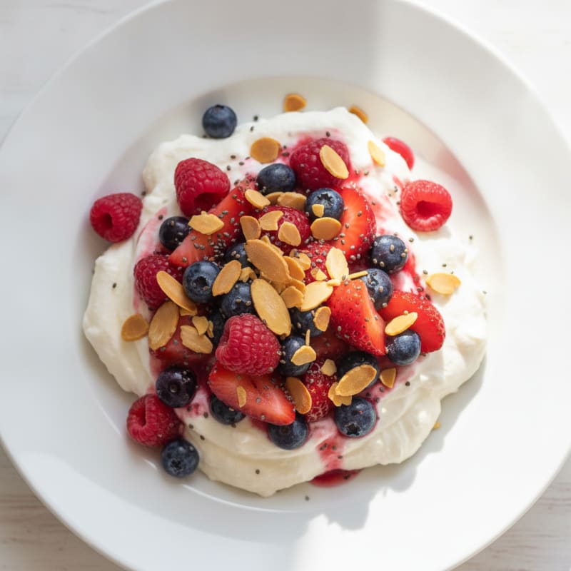 Silky Vanilla Greek Yogurt Protein Mousse with Berries