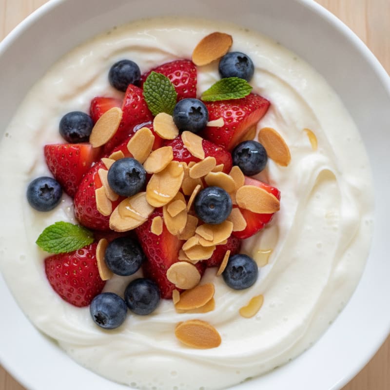 Silky Vanilla Protein Yogurt with Fresh Berries