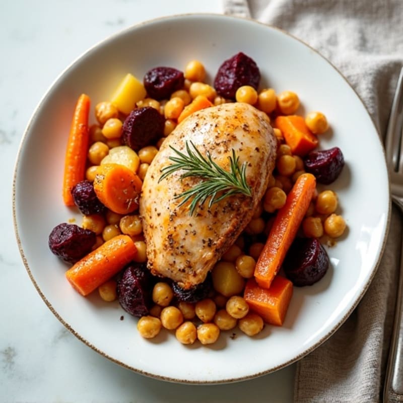 Roasted Root Medley with Chicken and Chickpeas