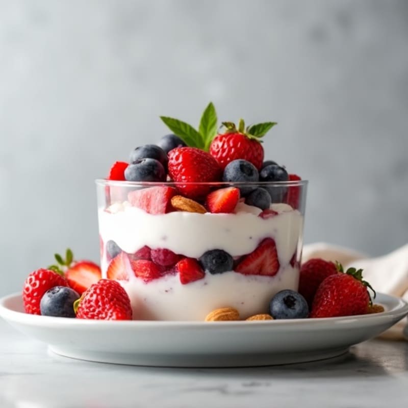 Greek Yogurt Protein Parfait with Mixed Berries and Almonds
