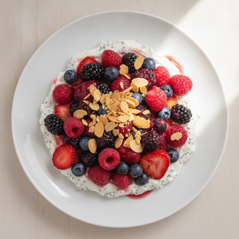 Silky Greek Yogurt Protein Pudding with Mixed Berries