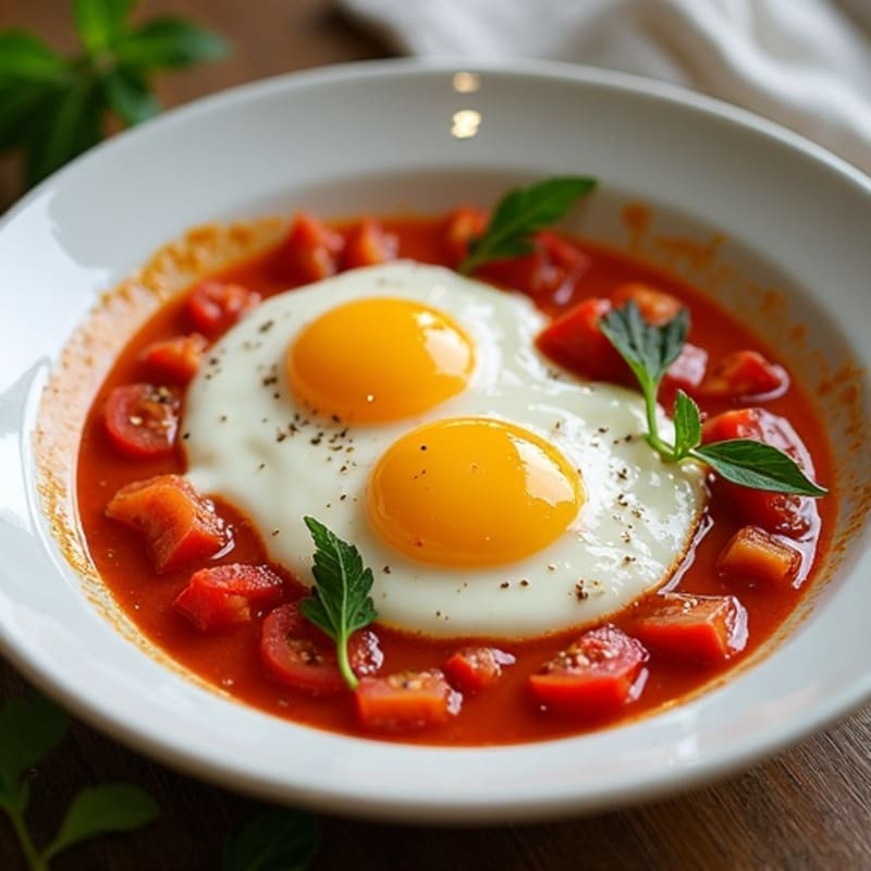 Spiced Tomato-Poached Eggs with Bell Peppers