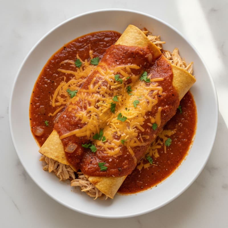 Chicken Enchiladas with Red Chili Sauce