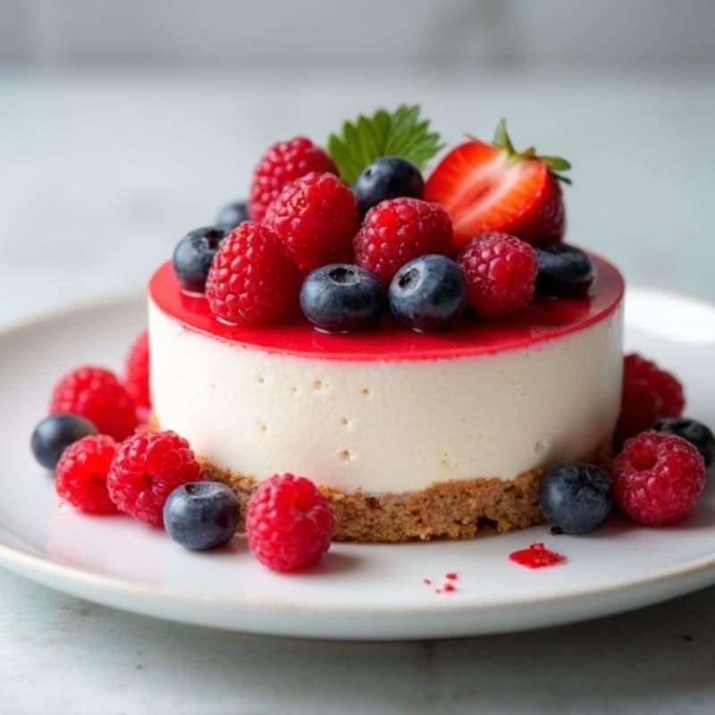 Greek Yogurt Protein Cheesecake with Mixed Berries