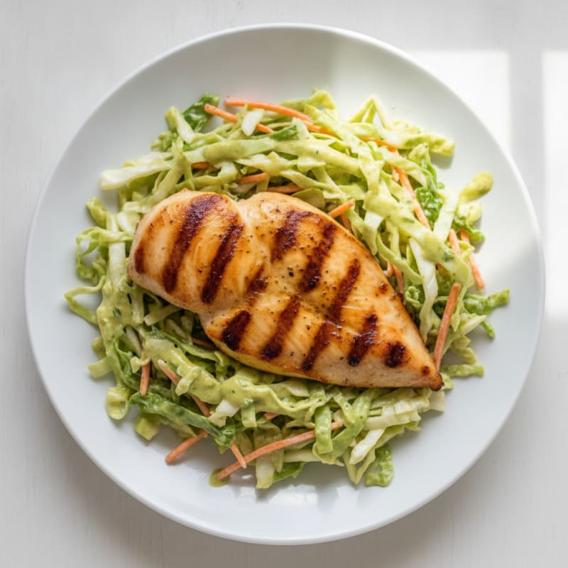 Grilled Chicken Breast with Crunchy Cabbage Slaw