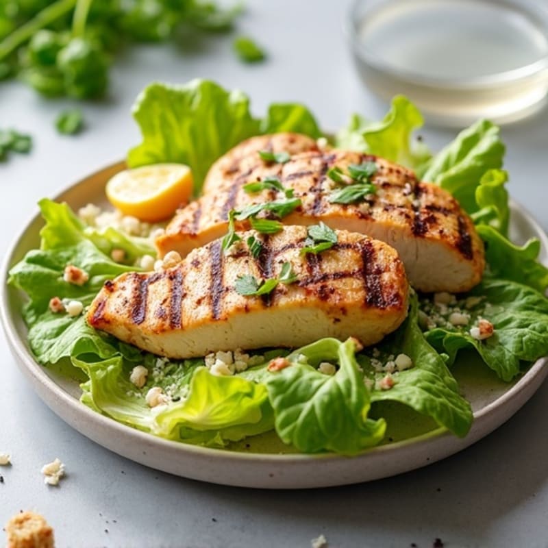Grilled Chicken Caesar with Crispy Romaine and Creamy Dressing