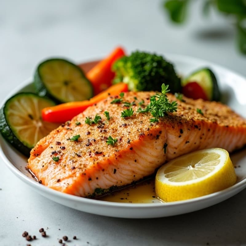 Herb-Crusted Baked Salmon with Roasted Vegetables