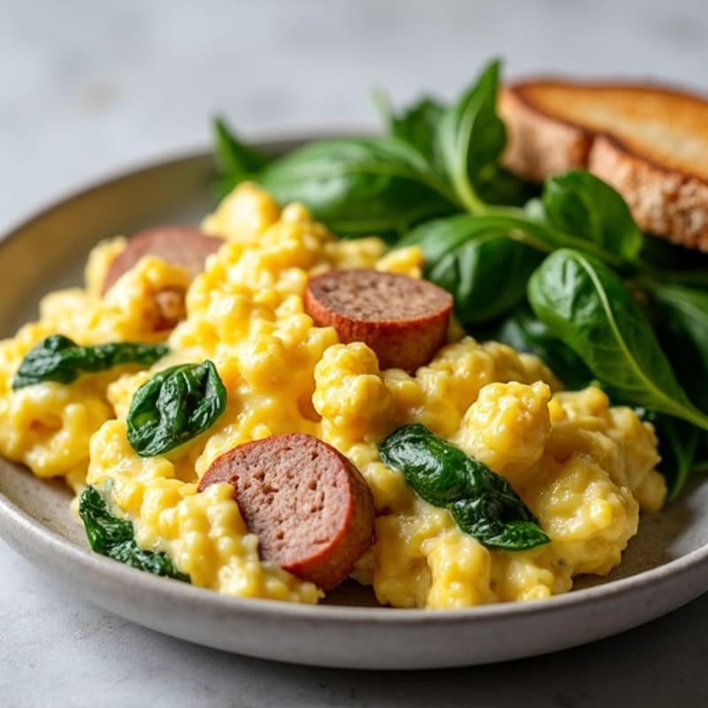 Egg White Scramble with Spinach and Turkey Sausage