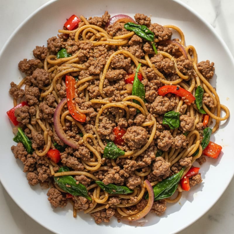 Savory Ground Beef and Noodle Skillet