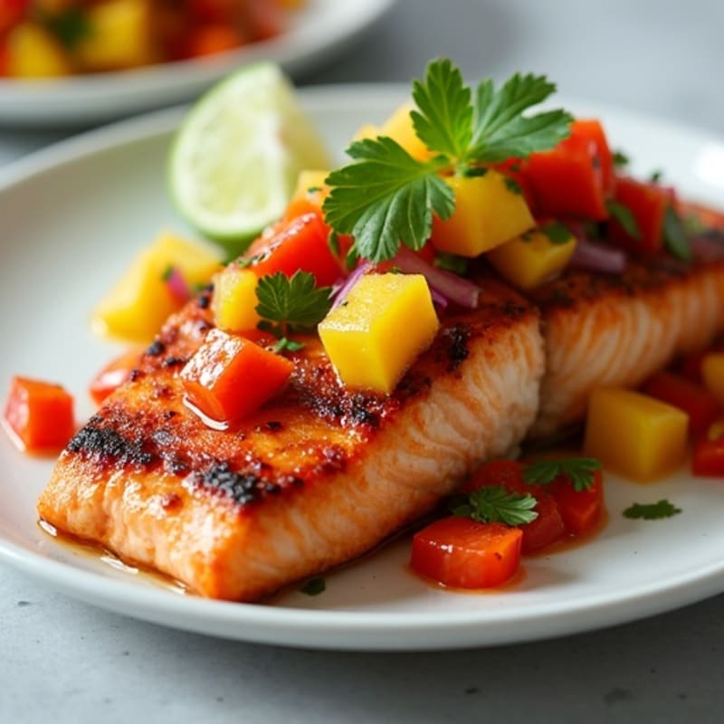 Spicy Chipotle-Lime Glazed Salmon with Mango Salsa