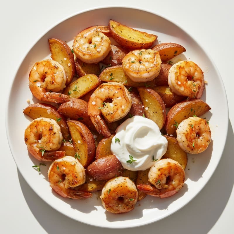 Lemon-Thyme Shrimp with Roasted Potatoes