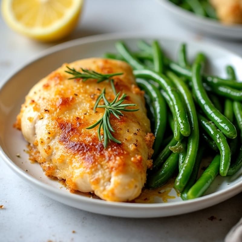 Crispy Lemon-Herb Baked Chicken with Roasted Green Beans