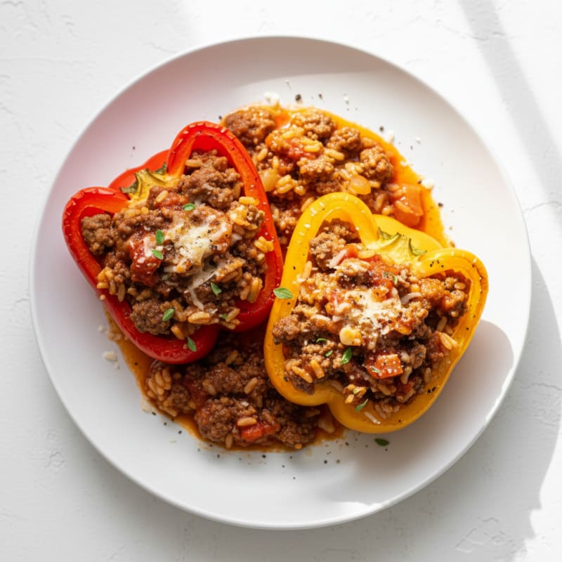 Beef and Rice Stuffed Bell Peppers