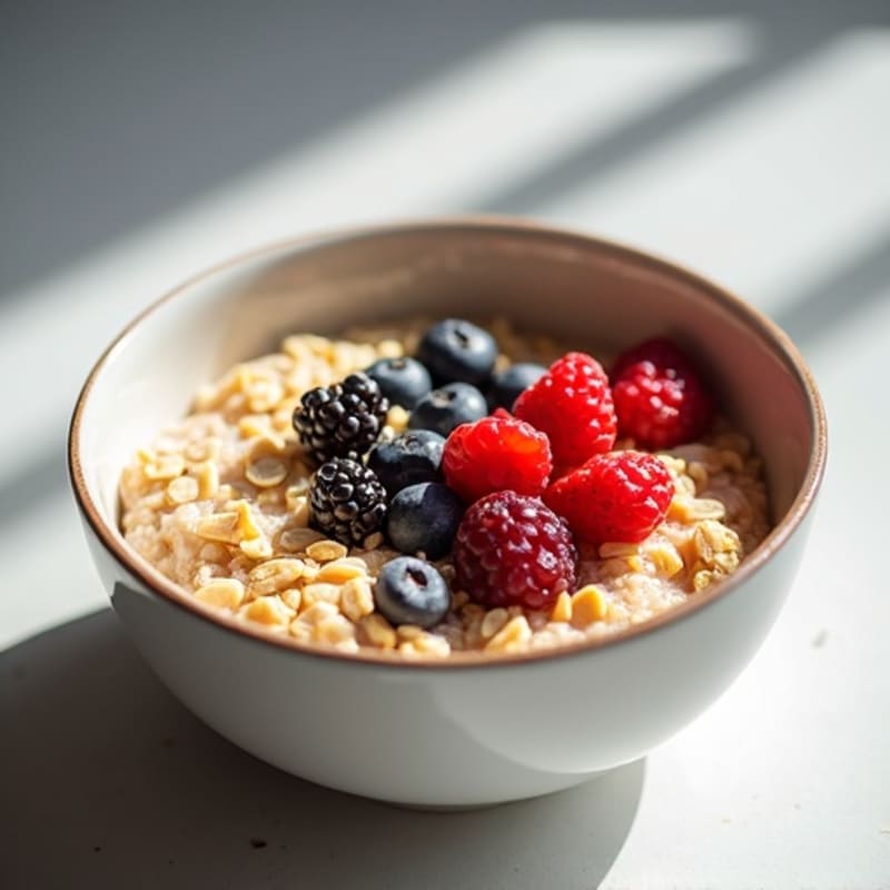Protein-Packed Creamy Vanilla Oatmeal with Berries