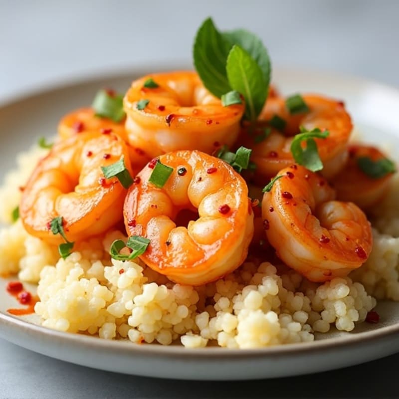 Spicy Garlic-Ginger Shrimp with Cauliflower Rice