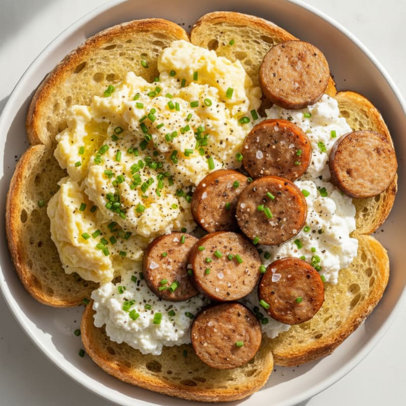 Sourdough with Chicken Sausage and Cottage Cheese
