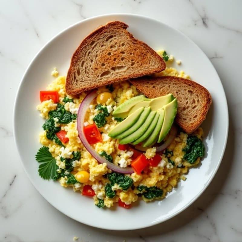 Egg White Veggie Scramble with Cottage Cheese