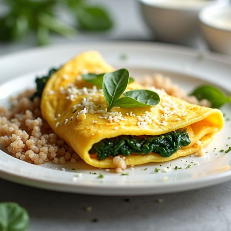 Egg White Spinach Omelet with Turkey Sausage