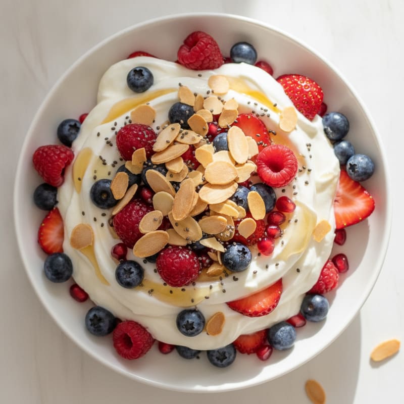 Greek Yogurt Protein Parfait with Berries and Almonds