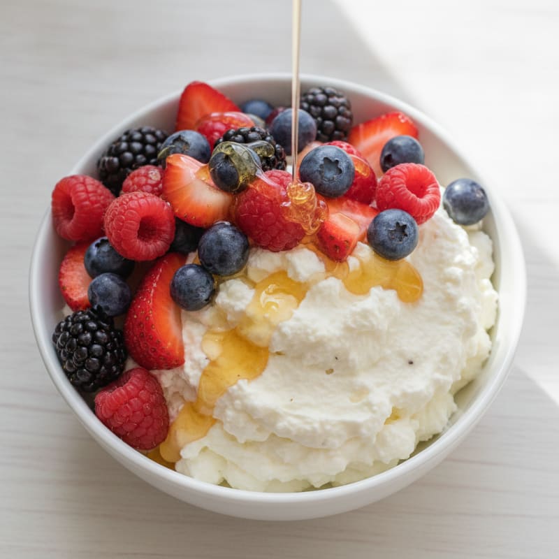 Greek Yogurt Protein Mousse with Mixed Berries