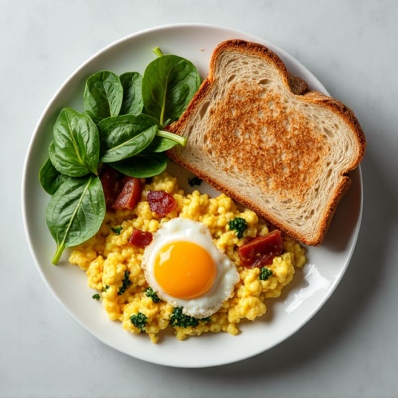 Egg White Scramble with Spinach and Turkey Bacon