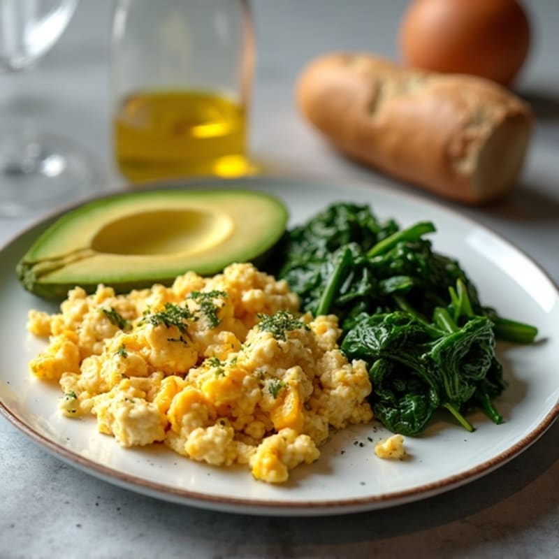 Egg White and Steak Scramble with Sautéed Spinach