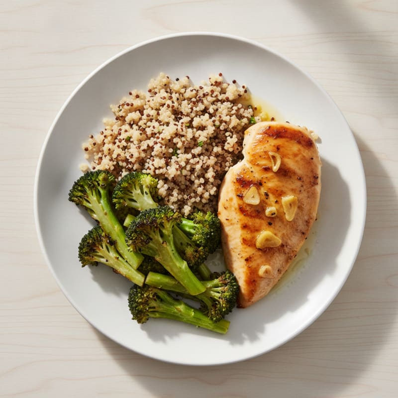 Grilled Chicken Breast with Roasted Broccoli and Quinoa