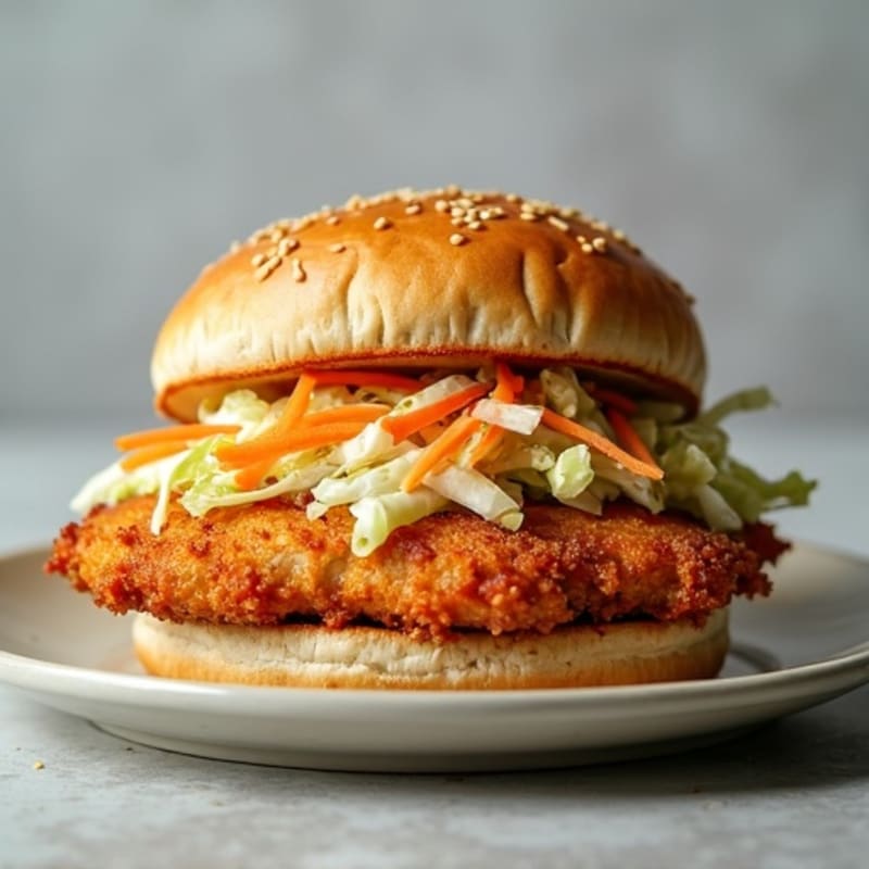 Crispy Baked Chicken Sandwich with Tangy Slaw