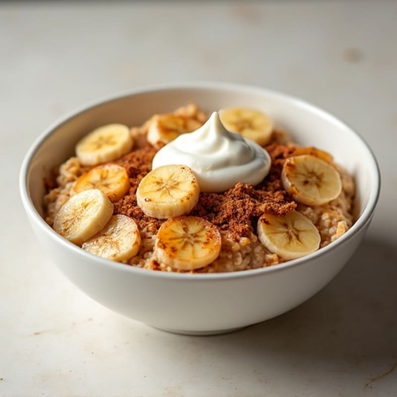 Cinnamon-Spiced Caramelized Banana Oatmeal Bowl