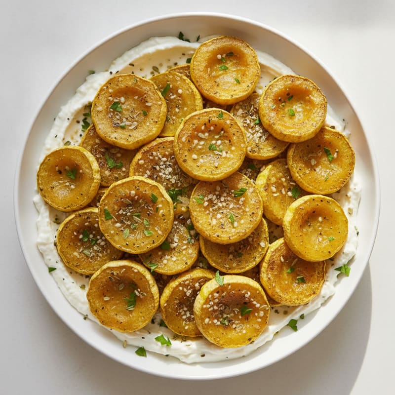 Air-Fried Summer Squash with Herbs & Whipped Feta Yogurt