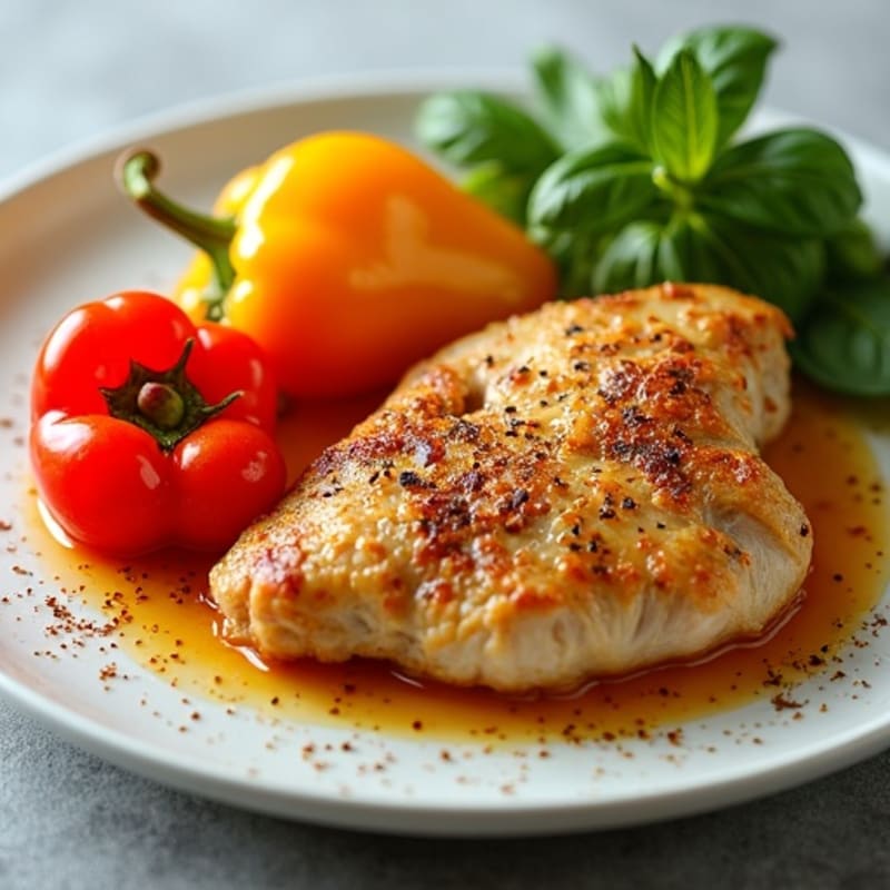 Saffron-Spiced Chicken with Roasted Bell Peppers