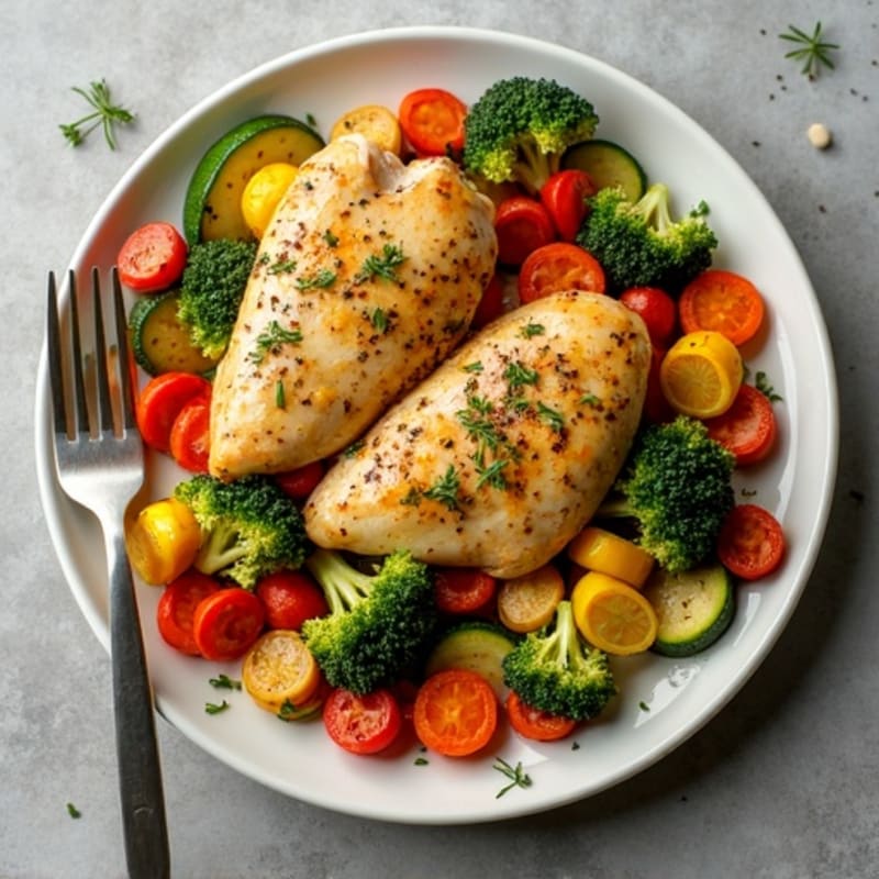 Sheet Pan Lemon-Herb Chicken Breast with Crispy Roasted Vegetables