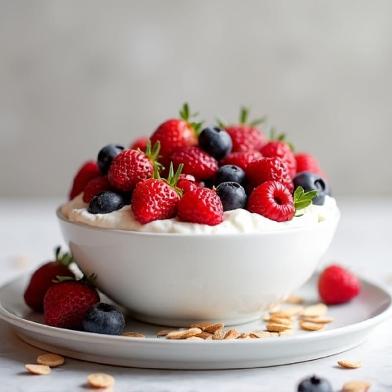 High-Protein Greek Yogurt Bowl with Mixed Berries and Almonds