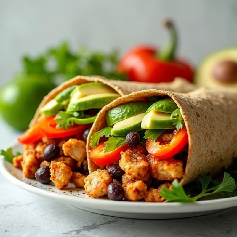 Zesty Chicken and Black Bean Whole Wheat Wraps with Creamy Avocado