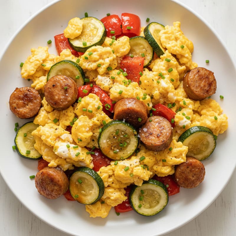 Hearty Scrambled Eggs with Roasted Vegetables