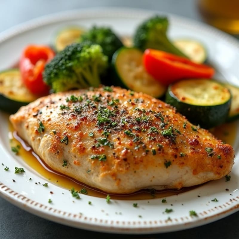 Herb-Crusted Pan Seared Chicken with Roasted Vegetables