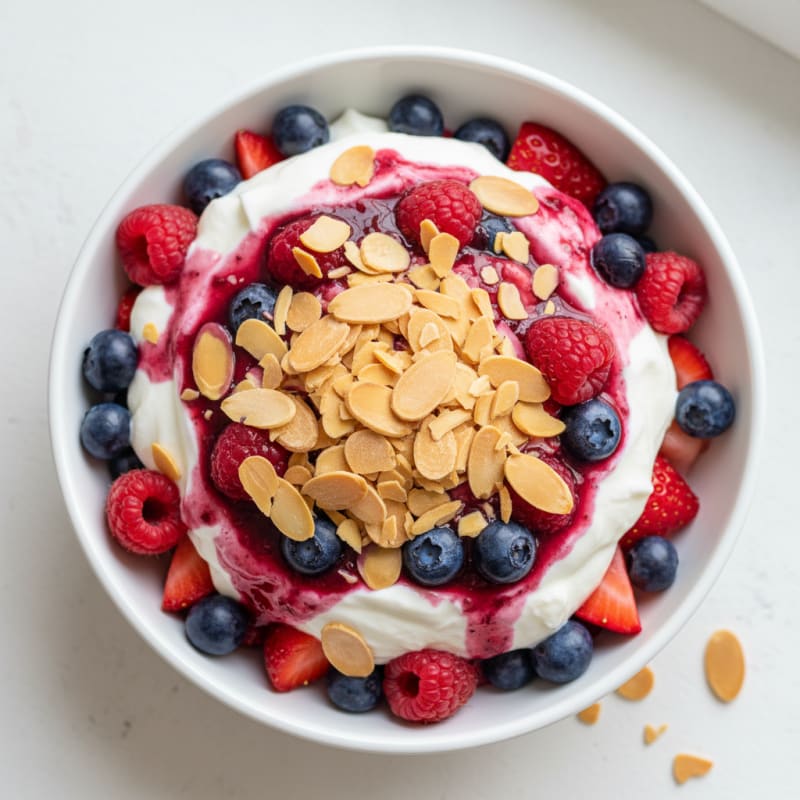 Creamy Greek Yogurt Protein Parfait with Berries and Almonds