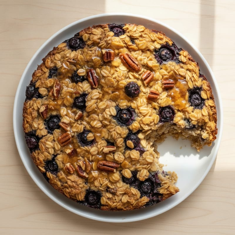 Blueberry Maple Pecan Oatmeal Bake