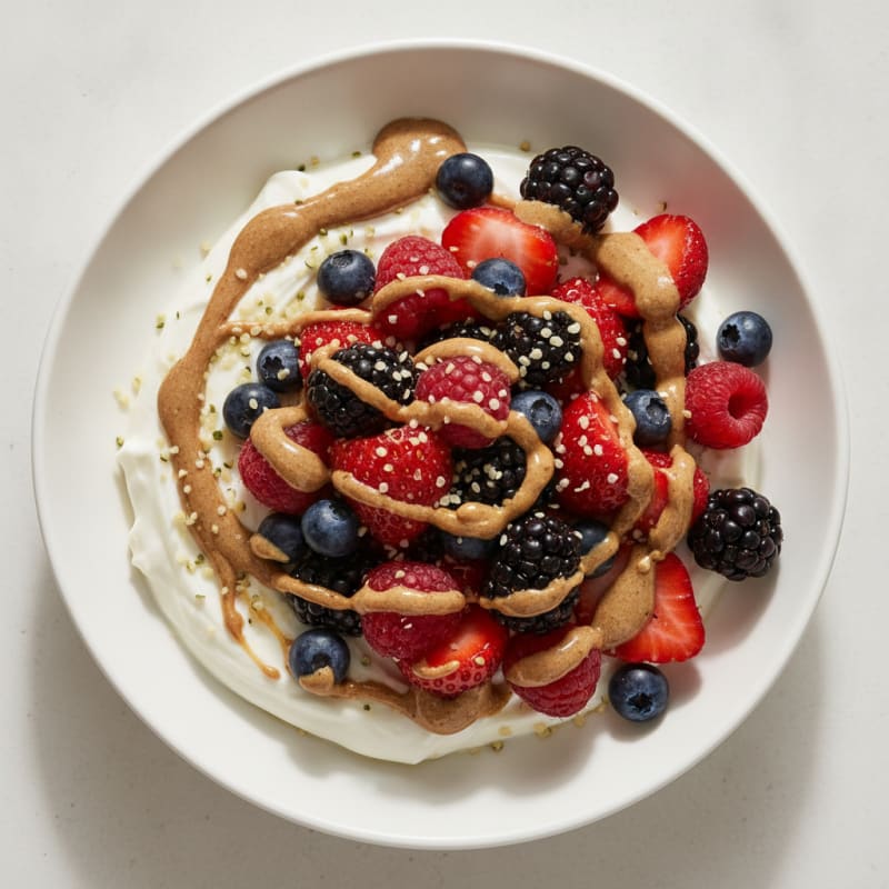 Creamy Greek Yogurt Bowl with Mixed Berries and Almond Butter