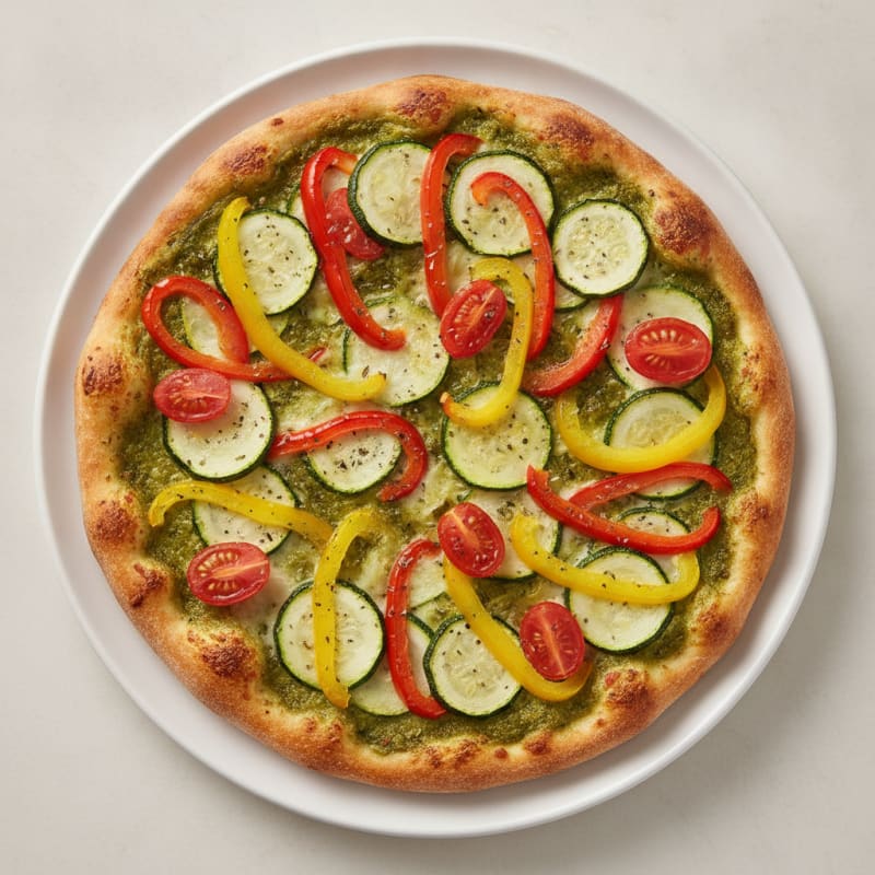 Garden Vegetable Pizza with Basil Pesto
