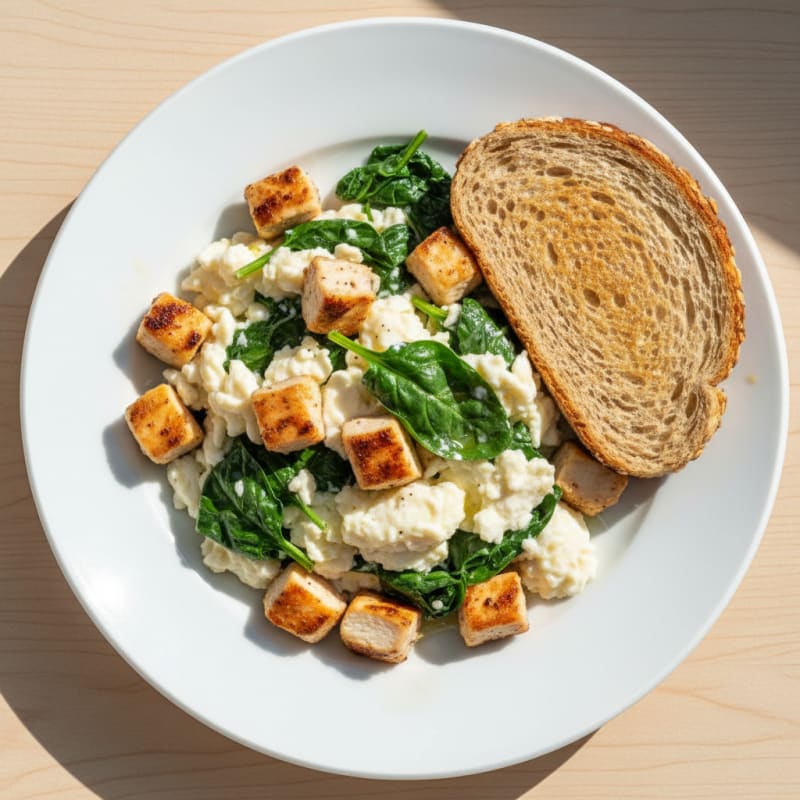 Scrambled Egg Whites with Grilled Chicken and Spinach
