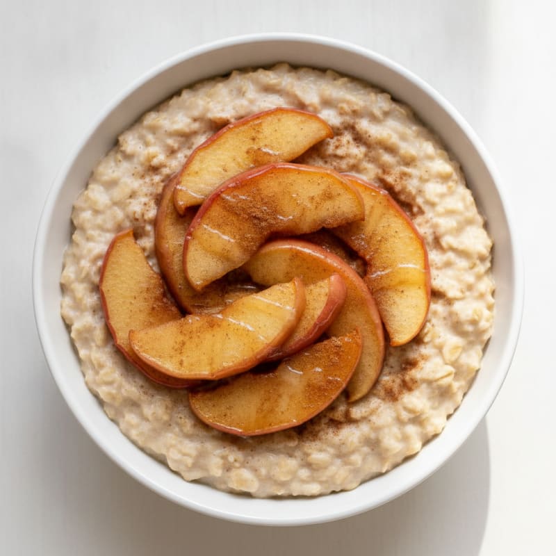 Protein Oatmeal with Vanilla Protein Powder and Sautéed Cinnamon Apples