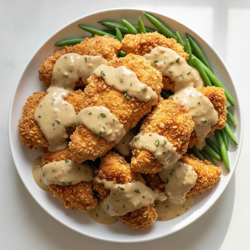 Crispy Buttermilk Fried Chicken with Creamy Gravy