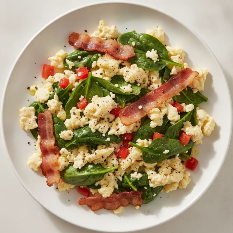 Egg White Scramble with Spinach and Turkey Bacon