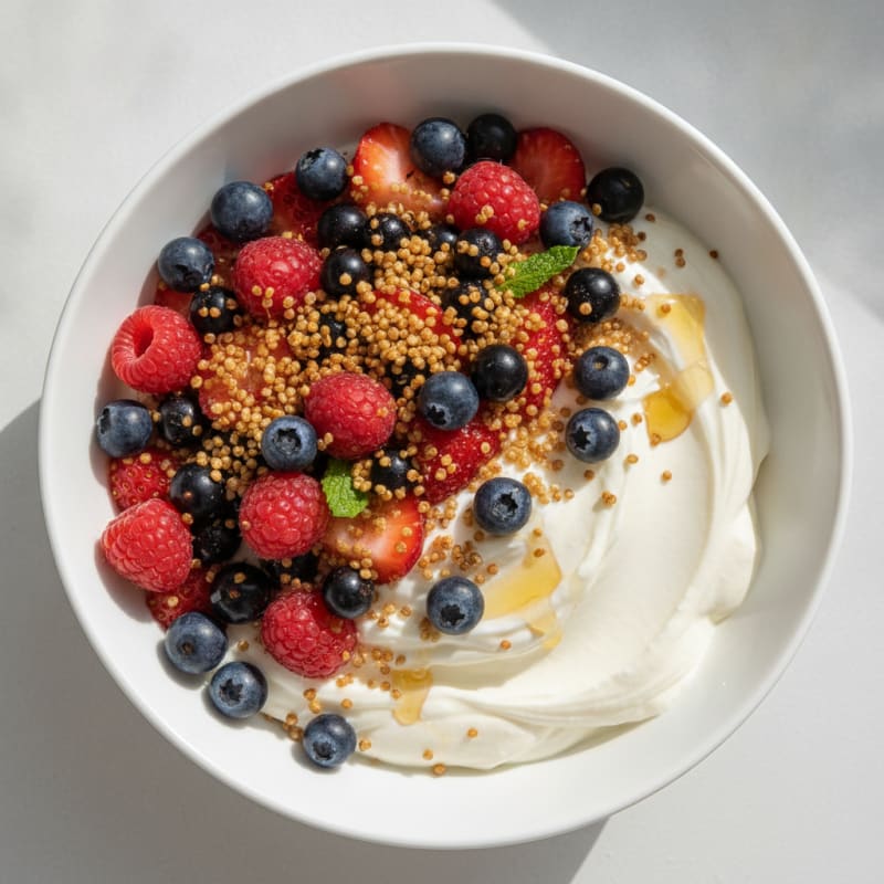 Silky Greek Yogurt Protein Bowl with Mixed Berries