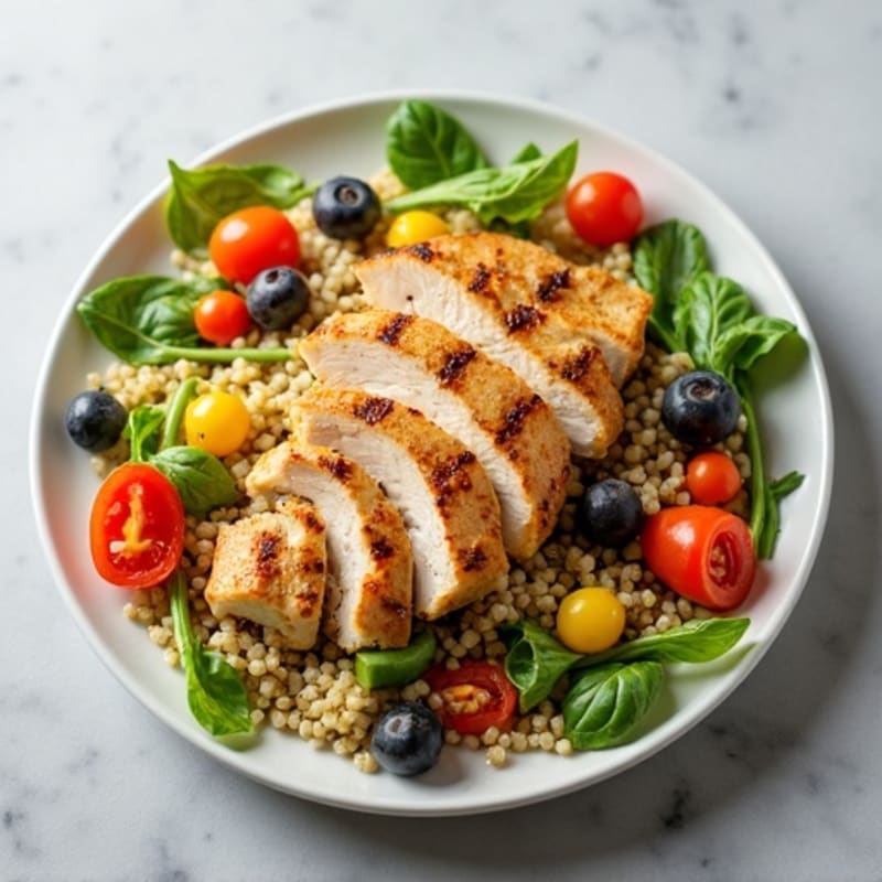 Grilled Chicken and Quinoa Salad with Crunchy Vegetables