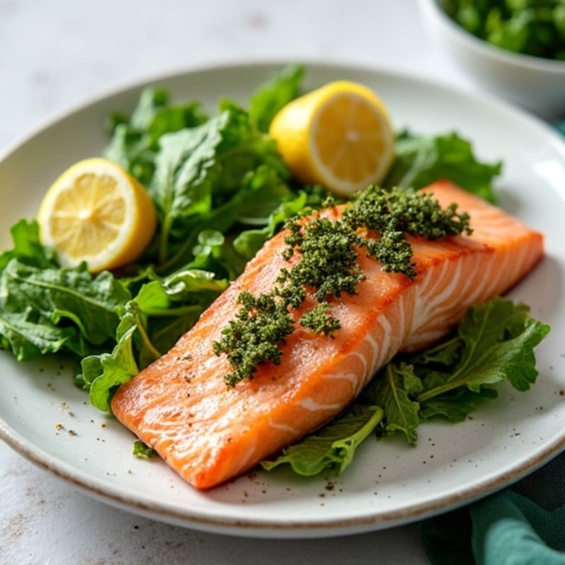 Flaky Lemon-Herb Salmon Salad with Crispy Greens