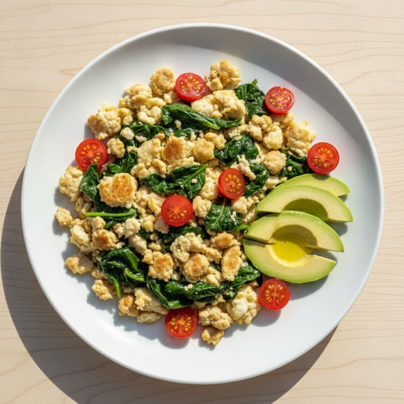 Egg White Scramble with Turkey Sausage and Spinach
